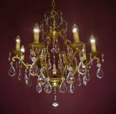 French brass and crystal chandelier table lamp,. Alte Kronleuchter Sac A Perle Brass Crystal Chandelier Lead Crystal Brass Shiny 8 Flames Only Pickup