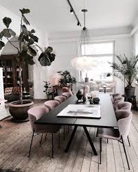 Dreamiest Dining Room With Pink Dining Chairs And Big Plants Click Through For The Product Details P Elegant Dining Room Modern Dining Room Pink Dining Chairs