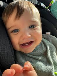 Here's a fun one in honor of my birthday… Me at a year old vs Harvey just a  couple of weeks ago (he will be one