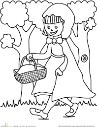 The Wolf That Fell In Love With Little Red Riding Hood Lyrics English Color The Little Red Riding Hood Scene Worksheet Education Com Red Riding Hood Fairy Tales Preschool Coloring Pages