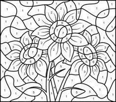 Can your child take out his watercolors to brighten them up? Hard Color By Number Pages Sunflower Printable Color By Number Page Hard Sunflower Coloring Pages Color By Number Printable Flower Coloring Pages