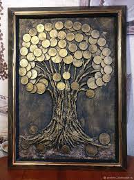 Картина дерево из монет своими руками