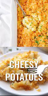 Cheesy Potatoes Aka Funeral Potatoes Recipe Cheesy Potatoes Cheesy Potato Side Dishes Potato Side Dishes