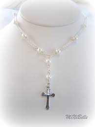 Rosary Style Necklace Cross Necklace First Communion By Minibelle 25 00 Communion Jewelry Rosary Style Necklace Communion Necklace
