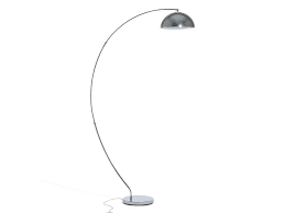 A simple brushed round nickel base grounds a wide sweeping arc over six feet high, culminating in a slim ring of cotton/poly with naturally occurring linen slubs. Floor Lamp Lighting Arc Lamp Silver Calydon