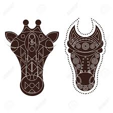 Giraffes are impressive animals, with their long neck. Horse And Giraffe Heads With Tribal Ornament Decoration Vector Illustration Of Tribal Mascot For Tattoo Print Mask Royalty Free Cliparts Vectors And Stock Illustration Image 60324852