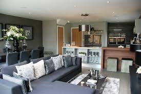 Some interior design blogs say that a grey sofa is boring or unoriginal. Dark Grey Open Plan Kitchen Open Plan Kitchen Living Spaces Show Home