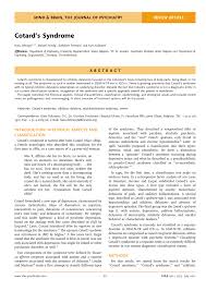 Pdf Cotard S Syndrome A Review