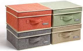 Related searches household essentials® canvas storage box in natural/coffee. Yueyue Fabric Storage Boxes With Lids 4 Pack