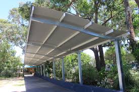 Covered Walkways Steel Post Rail Covered Walkway Roof Architecture Modern Roofing