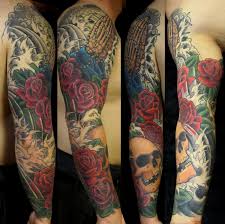 Skull tattoo designs have a great number of historical meanings, but they differ much depending on culture and society. Skull And Roses Sleeve Tattoo Tatzapper