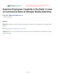 Kõik 1006 lennufirmade pakkumised ühes kohas. Pdf Examine Employees Creativity In The Bank A Case Of Commercial Bank Of Ethiopia Woldia Branches