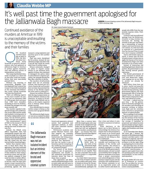 It's well past time the government apologised for the Jallianwala Bagh massacre - Claudia Webbe