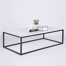 Black And White Marble Side Table The Max Rectangular Coffee Table Is Made With A White Italian Carrara Marble Top On A Black Powder Coa Marble Top Coffee Table Marble Coffee Table Coffee Table