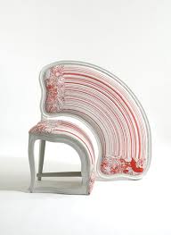 Sebastian Brajkovic 2007 52 Lathe V Red Light Grey Spray Painted Bronze Embroidered Fabric Chair Design Unique Chairs Design Art Furniture