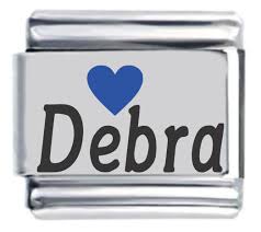 Amazon.com: Debra Dark Blue Heart Laser Name Italian Charm Link: Italian  Style Single Charms: Clothing, Shoes & Jewelry