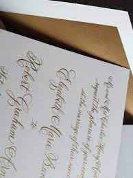 Arzberger Engraved Wedding Invitation Beautiful Calligraphy In Gold Ink Engraved Wedding Invitation Engraved Wedding Wedding Invitations