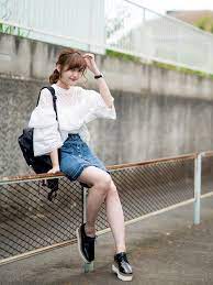 プチプラのあや しまむらのデニムスカートを使ったコーディネート wear 女子大生 ファッション ファッション 日本のファッションスタイル