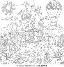 Coloring page inspired by the famous cinderella castle, the iconic symbol of the walt disney company, and of disney theme parks. Fairytale Landscape With Old Castle Fairy Tale Concept Fairytale Landscape With Vintage Castle Unicorn Flowers Hot Air Canstock
