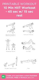 10 Min Hiit Workout 45 Sec W 15 Sec Rest Illustrated Exercise Plan Created At Workoutlabs Com Clic Hiit Workout 10 Min Hiit Workout Hiit Workout At Home