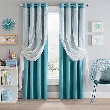 Ambesonne teal and white curtains, pastel colored grunge looking feathers flying bohemian ethnic, window treatments 2 panel set for living room bedroom decor, 56 x 63, teal dark blue white (set of 2) by east urban home. Sparkle Grommet 100 Blackout Layered Sheer Window Curtain Panel Single Bed Bath Beyond
