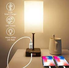 Wouldn't it be easier if you could just plug your… Amazon Com Cozoo Usb Bedside Table Desk Lamp With 3 Usb Charging Ports And 2 Outlets Power Strip Black Charger Base With White Fabric Shade Led Light For Bedroom Nightstand Living Room Home Improvement