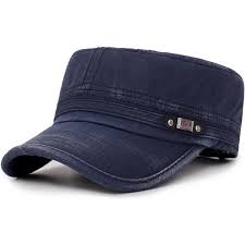 Collrown Mens Washed Cotton Flat Top Hat Outdoor Sunscreen Military Army Peaked Dad Cap Flat Top Hats Mens Accessories Flat Top Hat