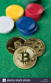 Gold physical Bitcoin, Litecoin and Ethereum coins with casino ...