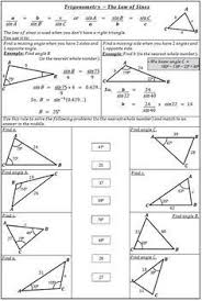 A Law Of Sines Worksheet Activity Asking Students To Calculate Missing Angles And Lengths Of Sides Before Mat Law Of Sines Trigonometry Worksheets Trigonometry
