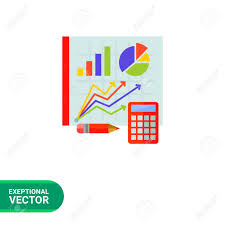 Multicolored Vector Icon Of Graph Diagram And Pie Chart On Board