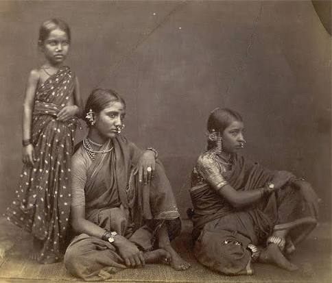 19th century studio portrait of girls in Madras