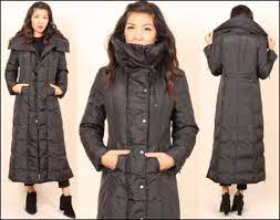 New Black Cole Haan Quilted Puffer Feather Down Full Length Funnel Jacket Coat M Coats Jackets Jackets Coat
