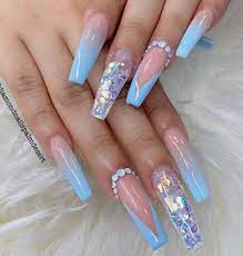 Blue Acrylic Nail Designs In 2020 Cute Acrylic Nail Designs Blue Acrylic Nails Cute Acrylic Nails