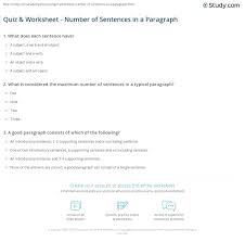 How many words on average is in a paragraph? Quiz Worksheet Number Of Sentences In A Paragraph Study Com