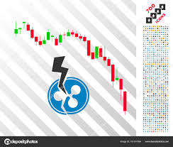 Candlestick Chart Ripple Crash Flat Icon With Bonus Stock