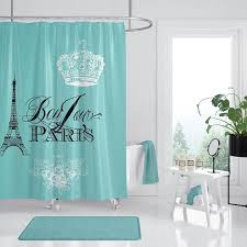 Paris France Teal Shower Curtain Chic French Crown Eiffel Etsy Paris Bathroom Decor Teal Shower Curtains Shower Curtain