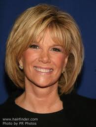 Joan Lunden's hair in a neck-length semi-bob