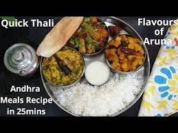 Andhra Meals Recipe In 25 Mins Veg Thali Recipe South Indian Thali Quick Guest Lunch Menu Youtube Food Veg Thali Recipes