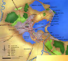 Štylizovaná mapa tuniského juhu s oázami (168 kb) severné tunisko, mapa skôr schematická. Tunisko Mapa Tuniska Mapy Miest Tunisu
