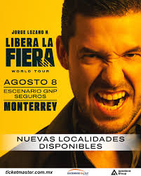 Nuevas localidades disponibles🗣️ para disfrutar del show Libera la Fiera  de @jorgelozanoh este 8 de agosto en el Escenario GNP Seguros🦁👏🏻 👉🏻  Compra tus entradas en sistema Ticketmaster