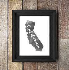 California Sign Outline State Art California Map Poster Wall Art State Outline Grey Watercolor Printable California Map State Outline Digital Gifts