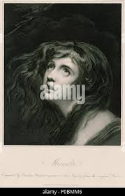 Miranda (Shakespeare, The Tempest, Act 1, Scene 2) 1784 Caroline Watson  Britannique l'adolescent Miranda, élevé sur une île désertique par son père  magicien Prospero, ici prend vue de la jeune Ferdinand naufragé