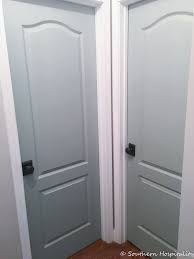 I set the sprayer on a narrow spray and adjusted the settings for somehow the painters had not thought to paint the garage side of the door when they painted the november 4, 2013 at 9:12 am. Painting Interior Doors A Color Southern Hospitality