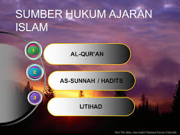 Qur`an merupakan sumber pokok dalam berbagai hukum islam. Sumber Hukum Ajaran Islam Ppt Download