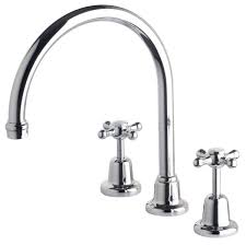 gooseneck kitchen three hole tap set