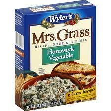0 g sat fat (0%dv); Wyler S Mrs Grass Homestyle Vegetable Recipe Soup Dip Mix 2 Oz Box Vegetable Riesbeck