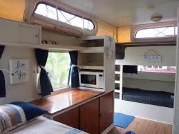 Bunk beds are a natural choice for limited space, cozy sleepovers and just generally for kids sharing a bedroom. Amazing Rebuild Inside This 1980 14ft Viscount Pop Top With Bunks Caravan Gumtree Australia Maroochydore A Caravan Interior Caravan Bunks Caravan Bunk Beds