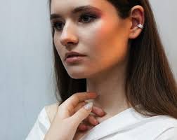 Pendiente de plata con gemas, pendiente de plata con cristales, sin  perforación