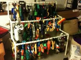 A simple way to organize your nerf guns using pegboards and some commonly used items from yo. Nerf Storage