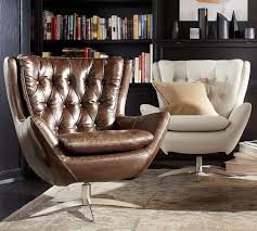 Wells Tufted Leather Swivel Armchair Pottery Barn Get the best deals on leather home office/study swivel chair chairs.